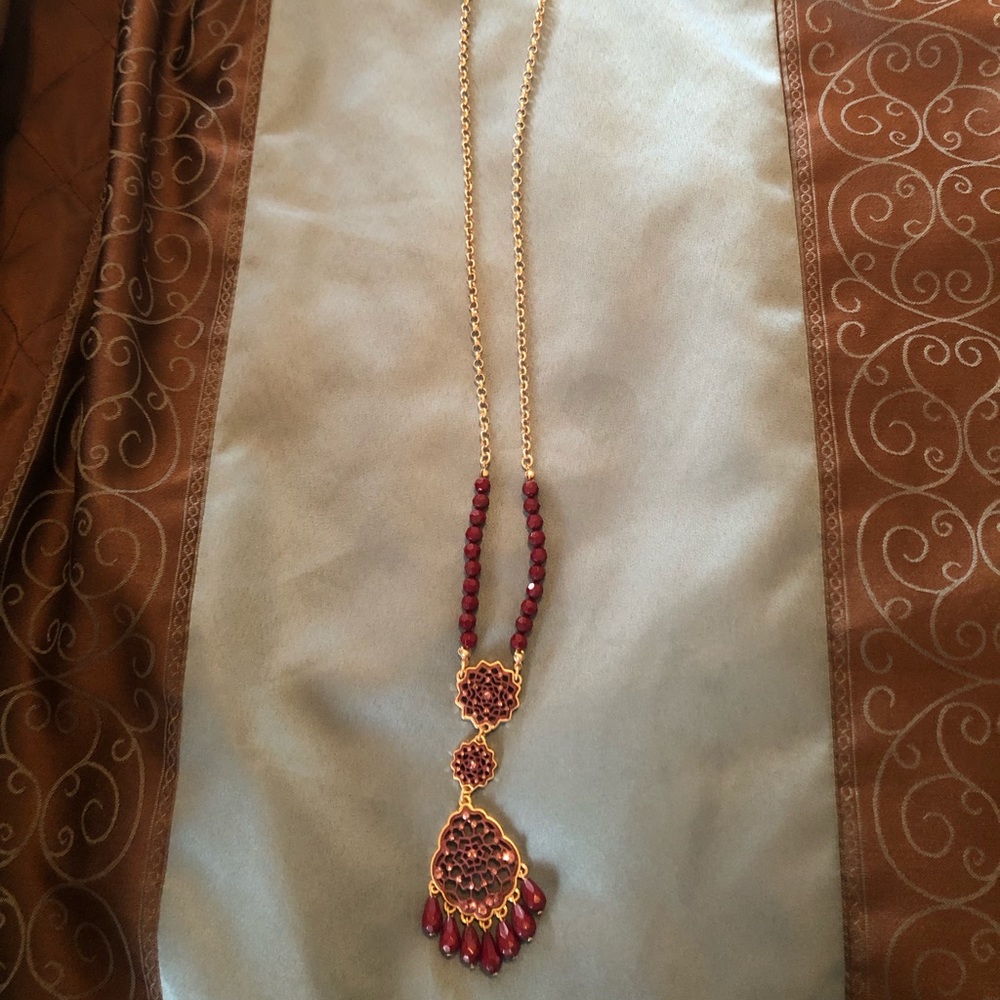 Burgundy Necklace and Earring Set from Charming Charlie